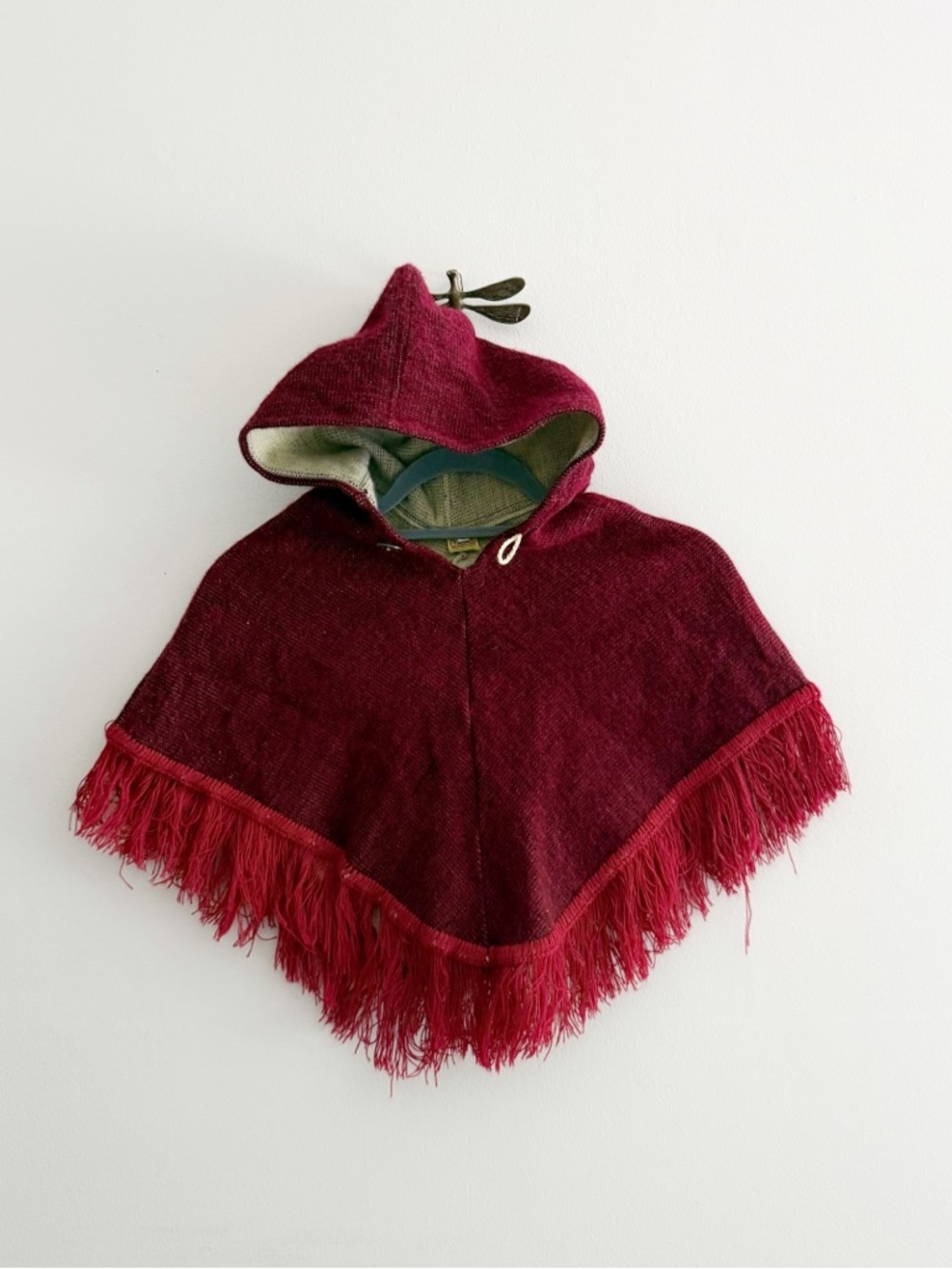 Kids Burgundy Hooded Poncho Cape Coat 2 years